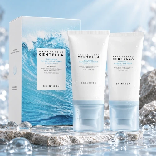 SKIN1004 Madagascar Centella Hyalu-Cica Water-Fit Sun Serum SPF50+ PA++++ Twin Pack, Twin Pack: 2 x 50 ml